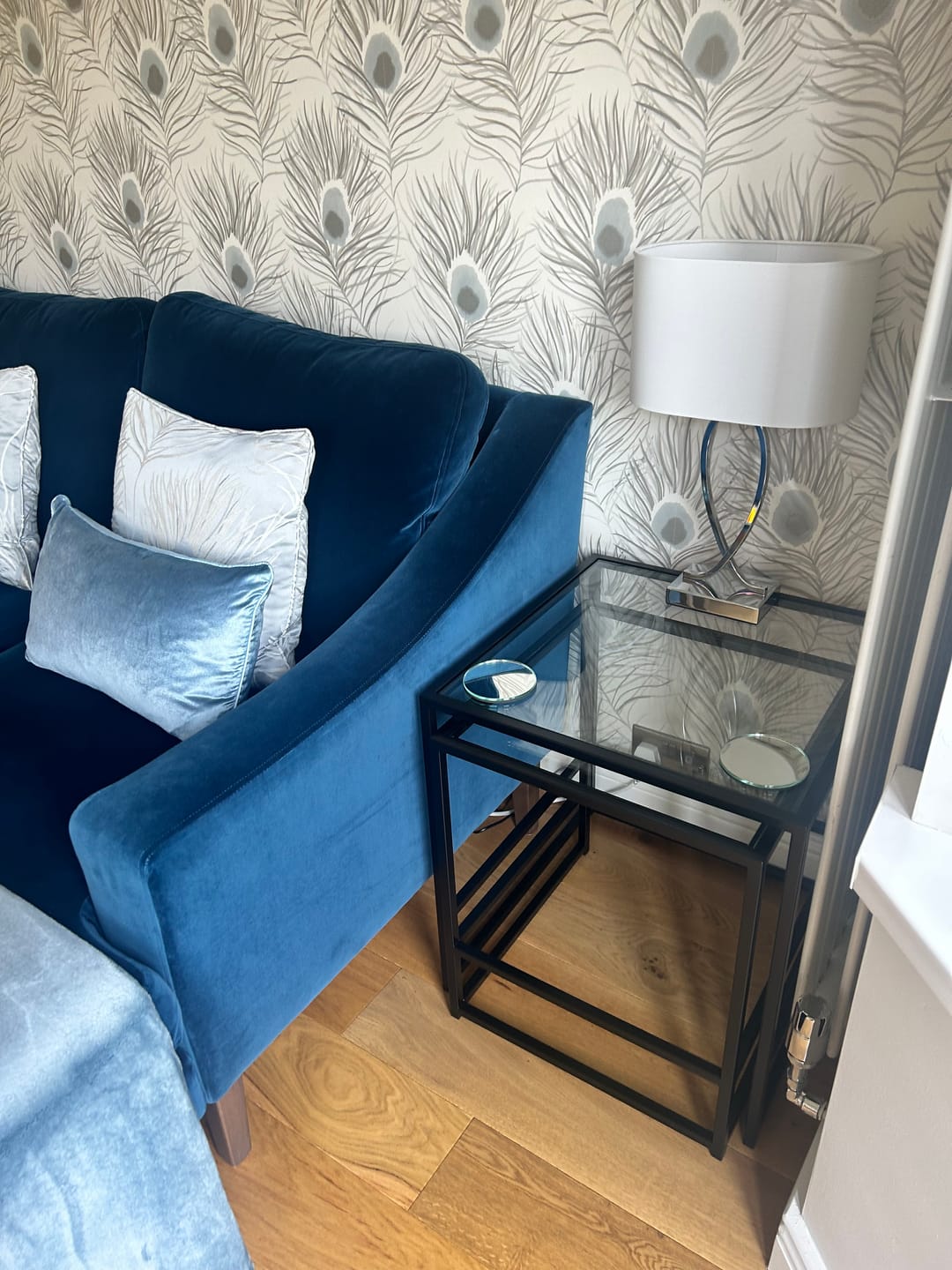 Customer photo review of Glass Metal Nesting Side Tables