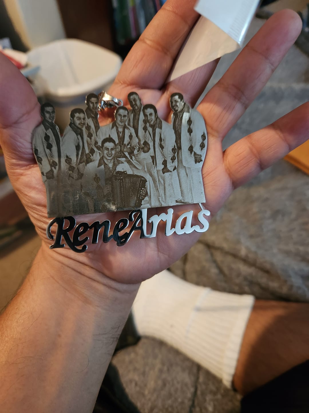 Customer photo review of Custom Photo Engraved Pet Necklace