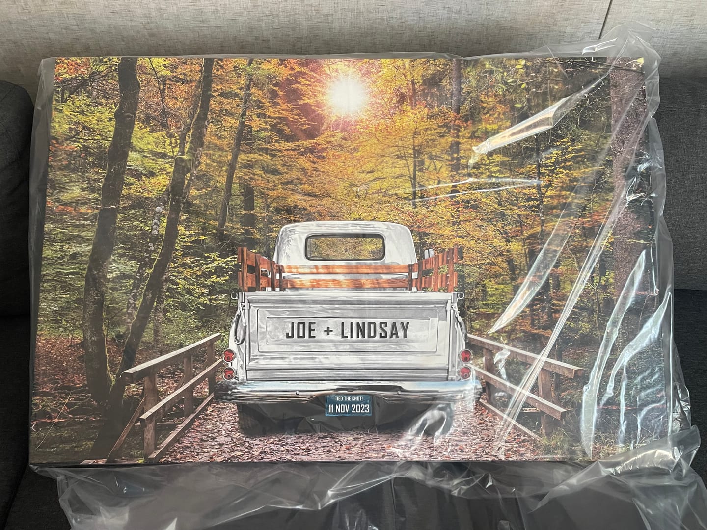 Customer photo review of Custom Vintage Truck Wall Art Personalized Canvas Print with Names