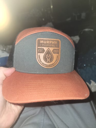 Customer photo review of Flat Bill Seven-Panel Leather Patch Hat - Richardson 168