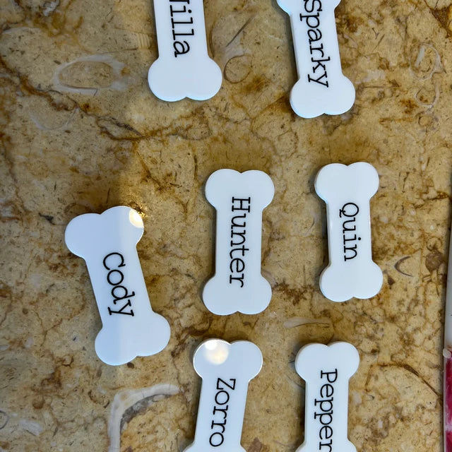 Customer photo review of Custom Engraved Dog Bone Refrigerator Magnet