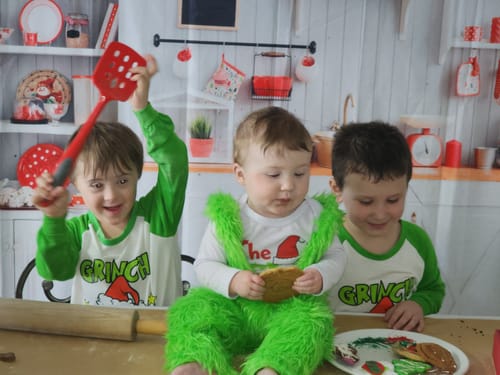 Customer photo review of Christmas Cartoon and 'Merry Whatever' Letter Print Family Matching Raglan Long-sleeve Pajamas Sets