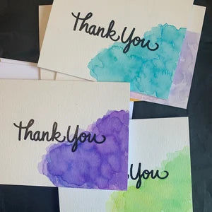 Customer photo review of Handmade Thank You Card Assorted Set, Watercolor Splash Black