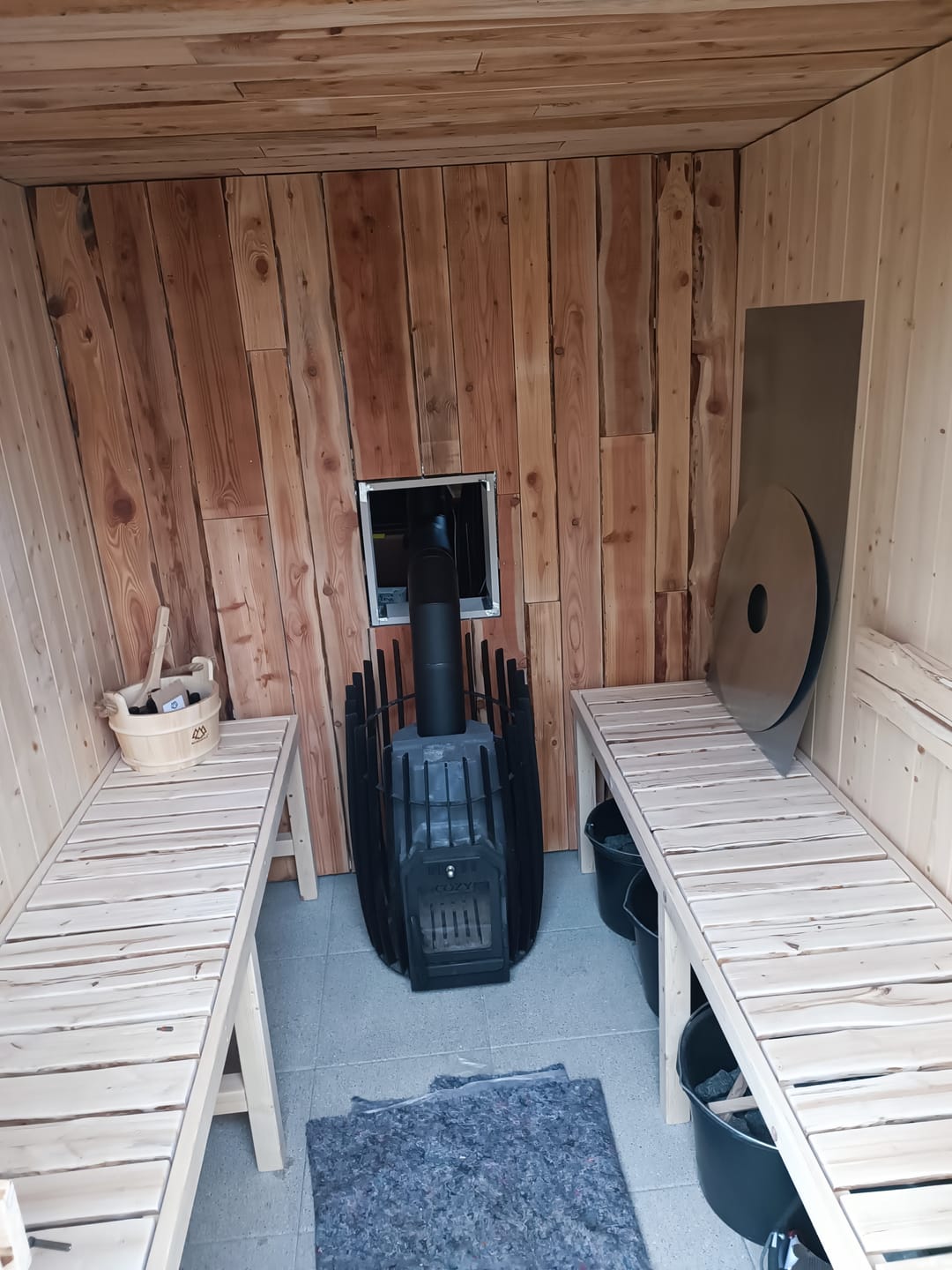 Customer photo review of Sauna Eimer Set (Eimer, Kelle, Sanduhr, Hygrometer Holz)