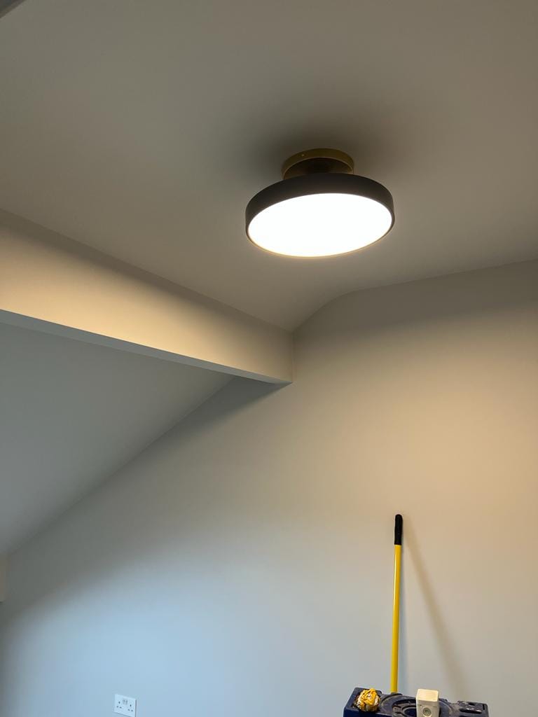 Customer photo review of Blue LED Acrylic Drum Semi Flush Mount Ceiling Light