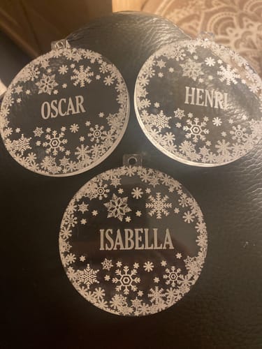 Customer photo review of Personalised  Snowflake Christmas Decoration