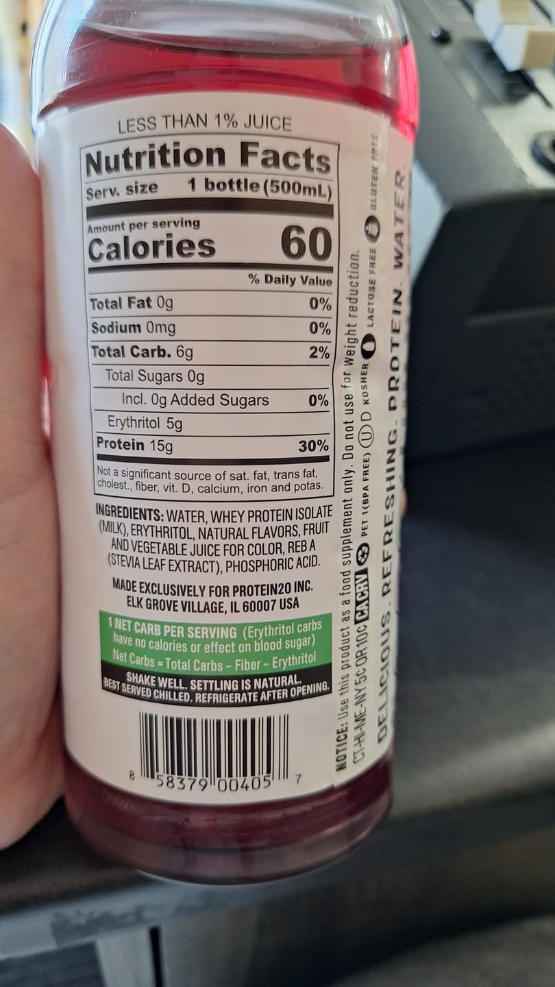 Customer photo review of Protein2o - Eau infusée protéinée + Électrolytes (500mL)