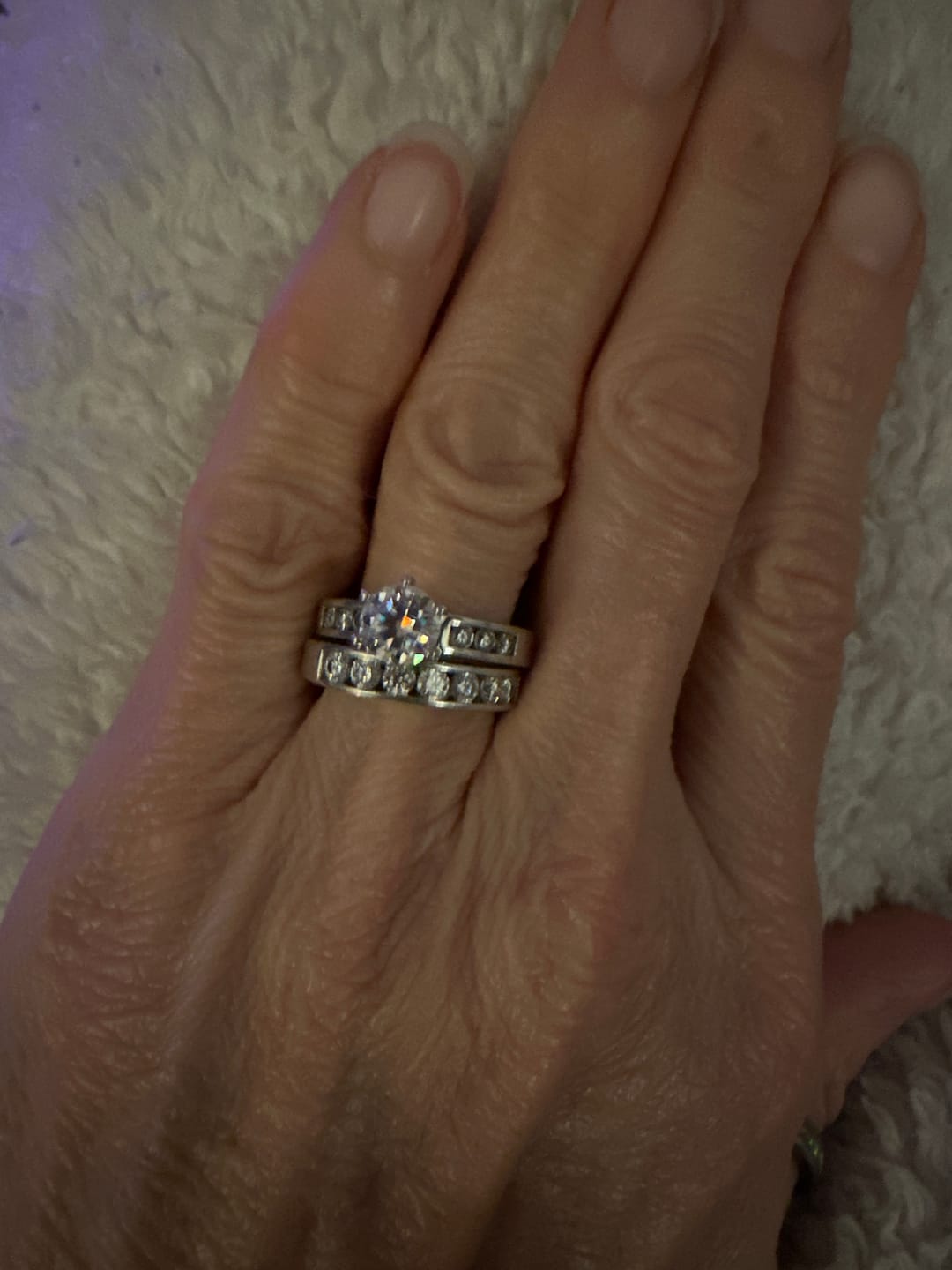 Customer photo review of Round Cut Moissanite Channel Set Engagement Ring