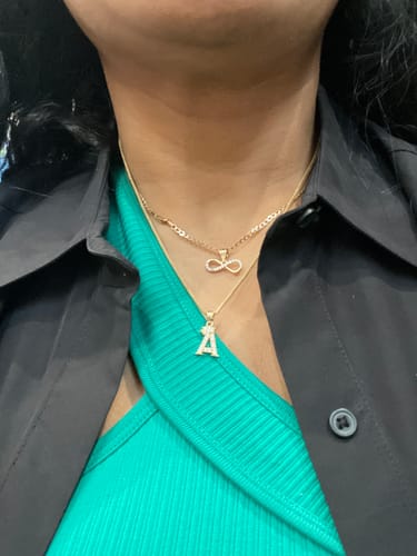 Customer photo review of *NEW* 14k Initial Pendant W/ Hollow Franco Chain (18”) JTJ™