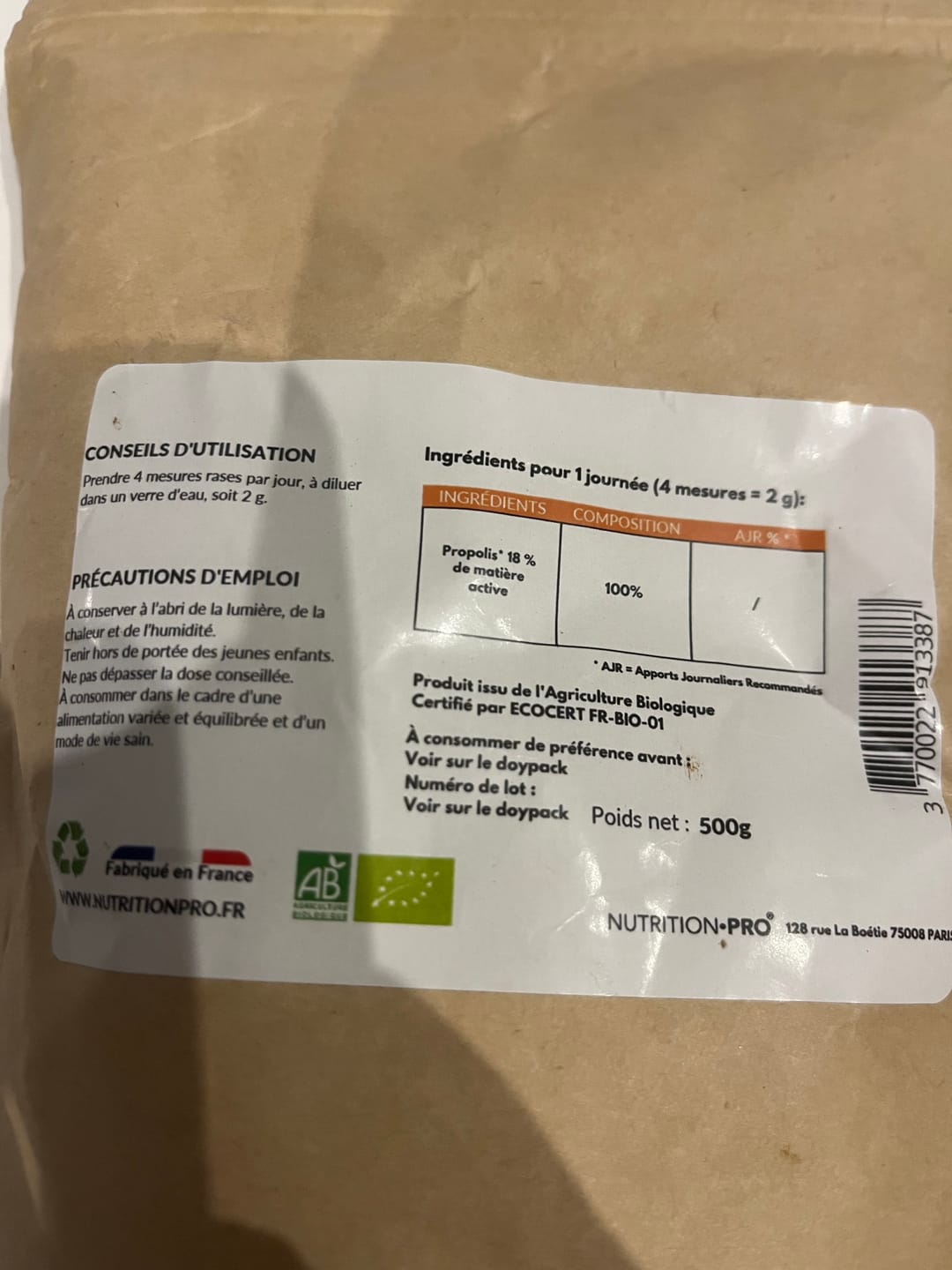 Customer photo review of PROPOLIS BIO (EN POUDRE)