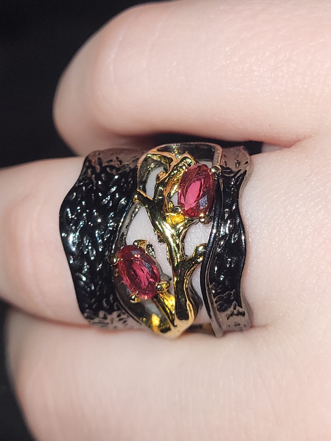 Customer photo review of Retro Red Garnet Ring