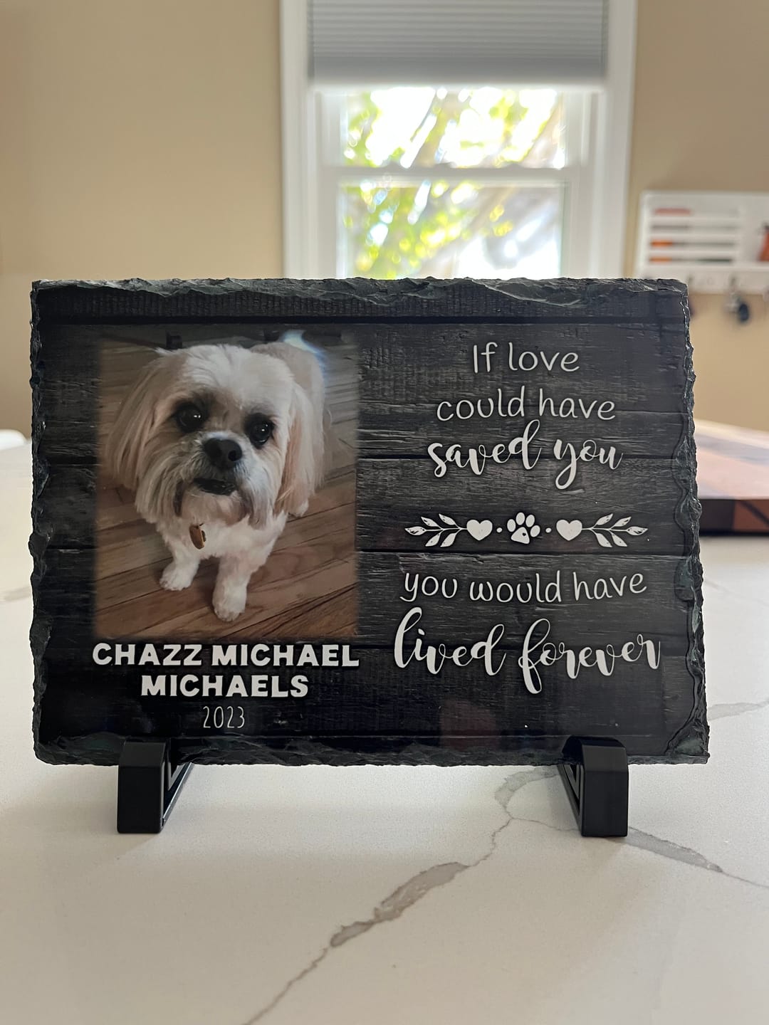 Customer photo review of Personalized Dog Memorial   If Love Could Have Saved You  Personalized Picture Keepsake