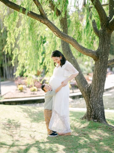 Customer photo review of The Wanderer White Lace Maternity Gown