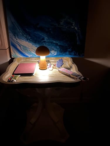 Customer photo review of Wooden Mushroom Lamps