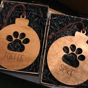 Customer photo review of Personalized Wood and Leather Paw Print Ornament