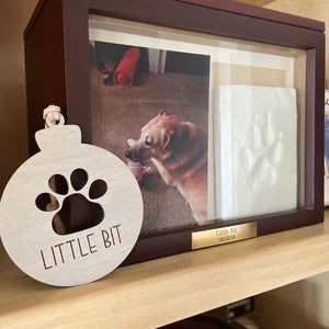 Customer photo review of Personalized Wood and Leather Paw Print Ornament