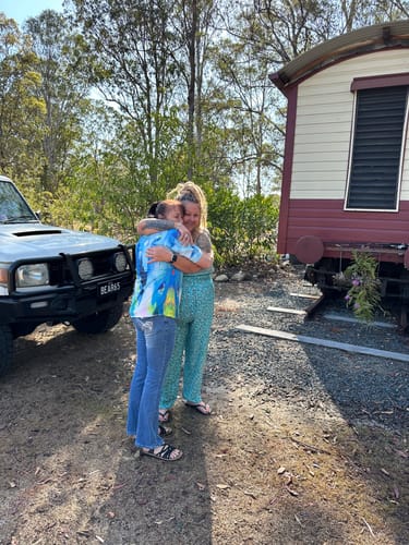 Customer photo review of Genie Jumpsuit in Cottage Vine Aqua