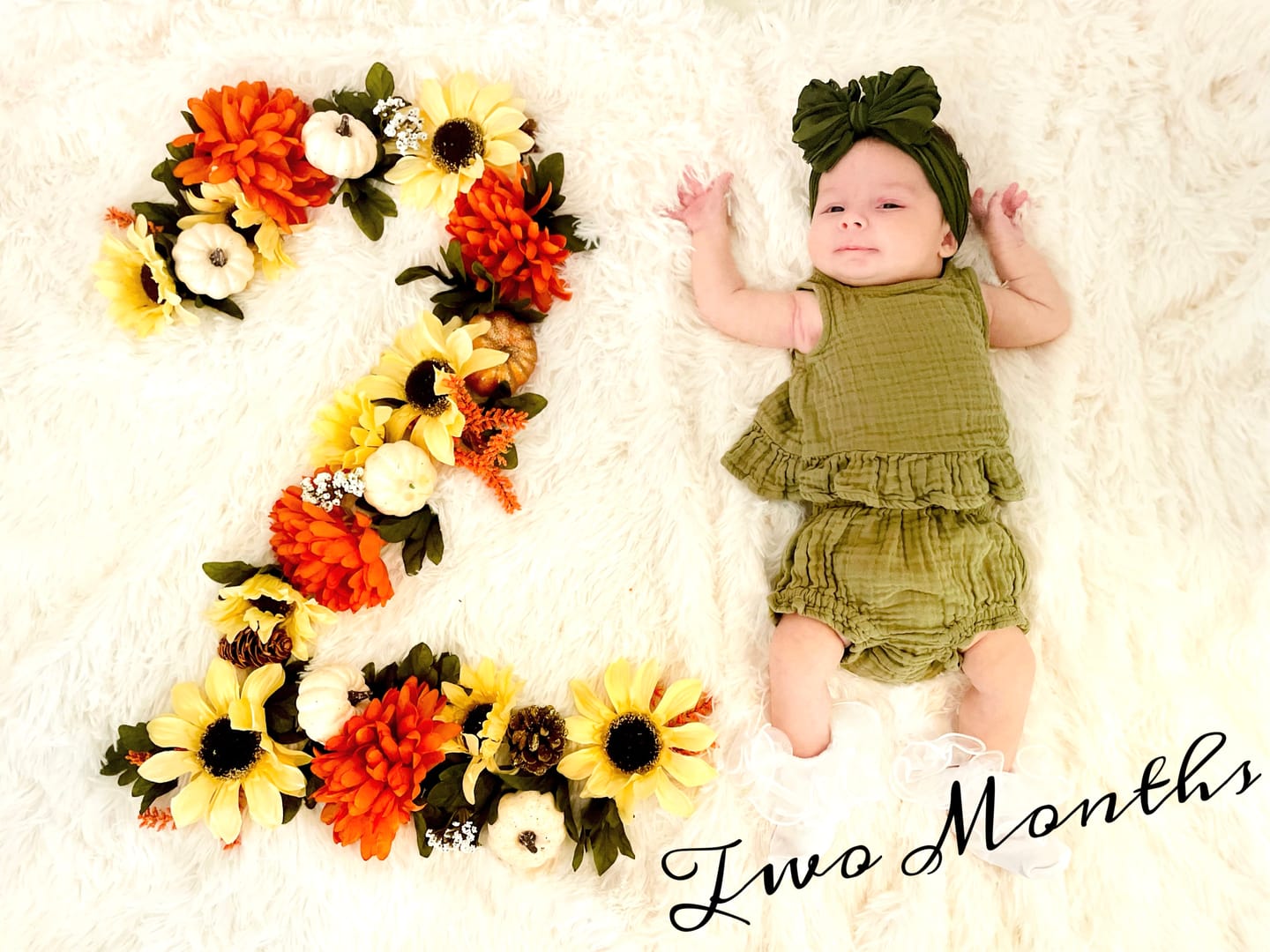 Customer photo review of Ruffled Headband- Cedar Green