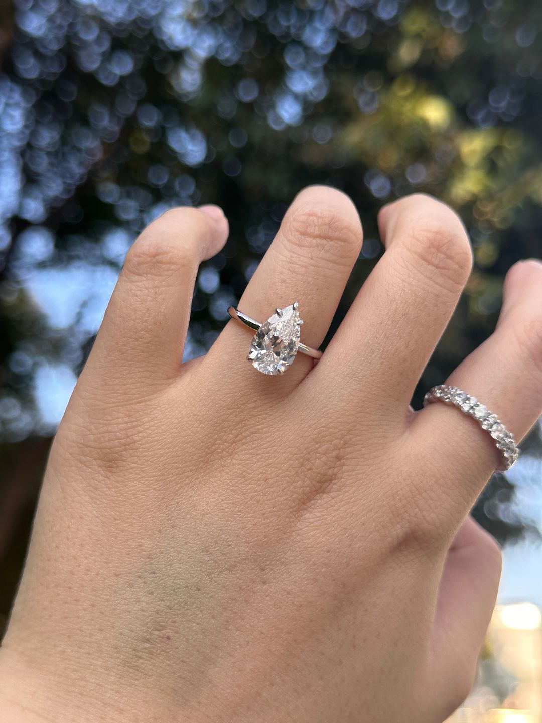 Customer photo review of S925 Classic 2.5~4.5 Carat Pear Cut Engagement Ring In Sterling Silver Everyday Wearable Ring