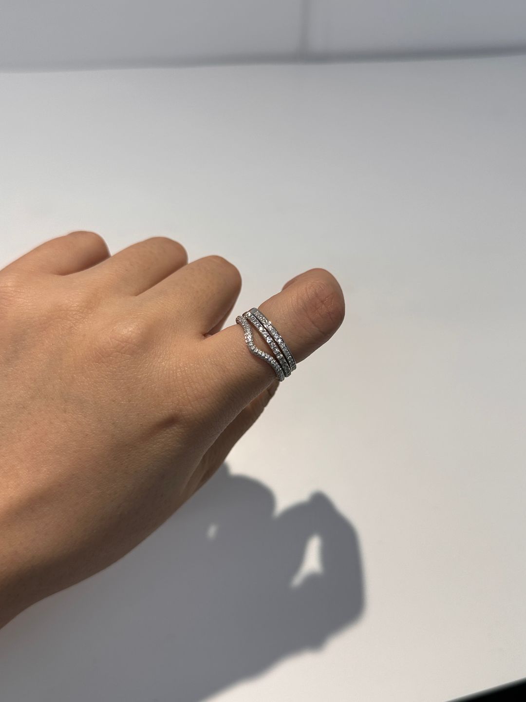 Customer photo review of S925 Channel Set Curved Half Wedding Band In Sterling Silver For Daily Wear