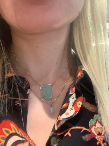Customer photo review of Collana Targhetta Con Cuore Traforato