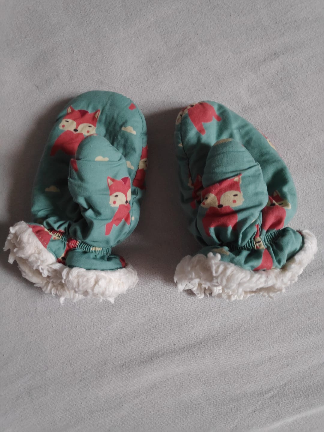 Customer photo review of Foxes Blue Sherpa Mittens