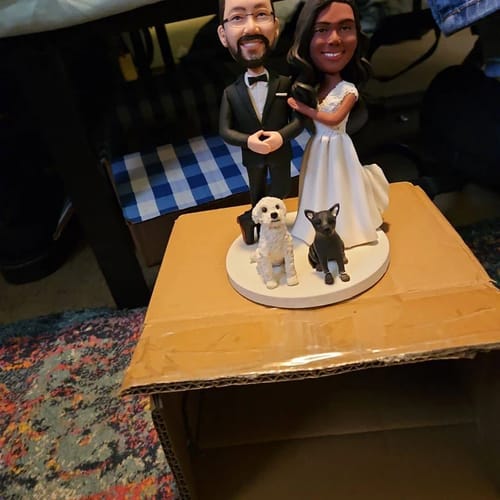 Customer photo review of Wedding Anniversary Couple Custom Bobbleheads
