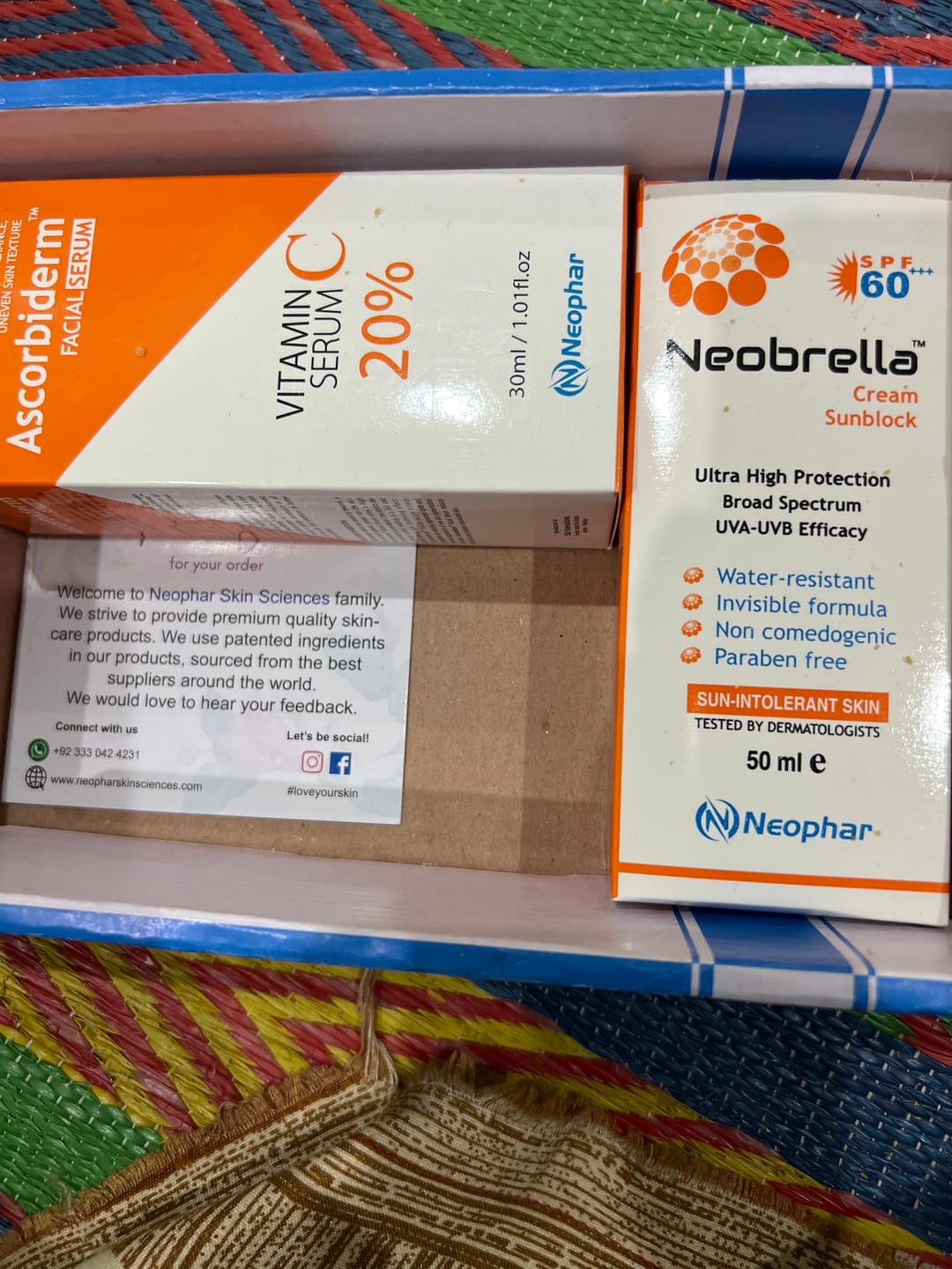 Customer photo review of Ascorbiderm Vitamin C Serum + Neobrella Sunblock Discount Bundle
