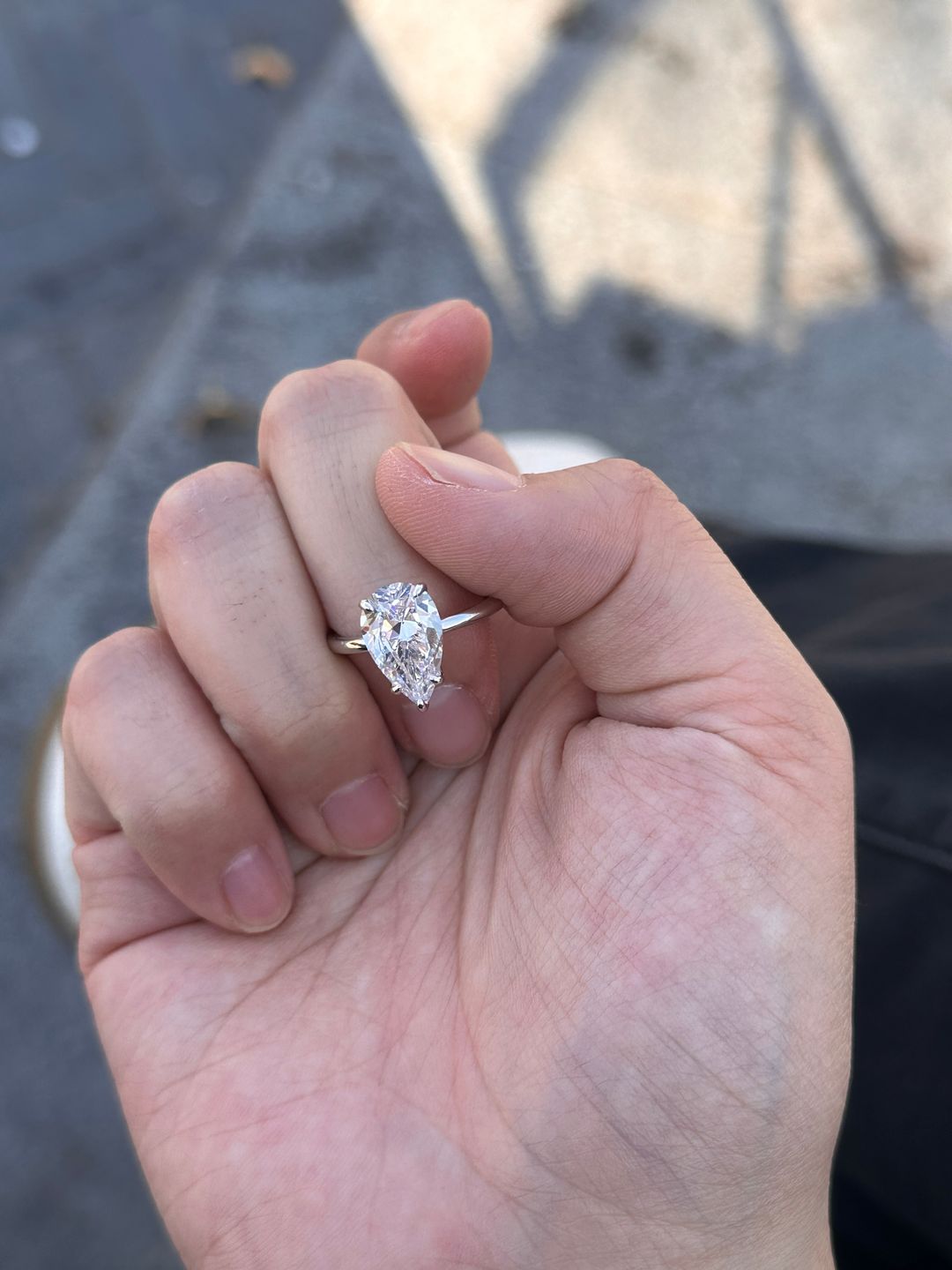 Customer photo review of S925 Classic 2.5~4.5 Carat Pear Cut Engagement Ring In Sterling Silver Everyday Wearable Ring