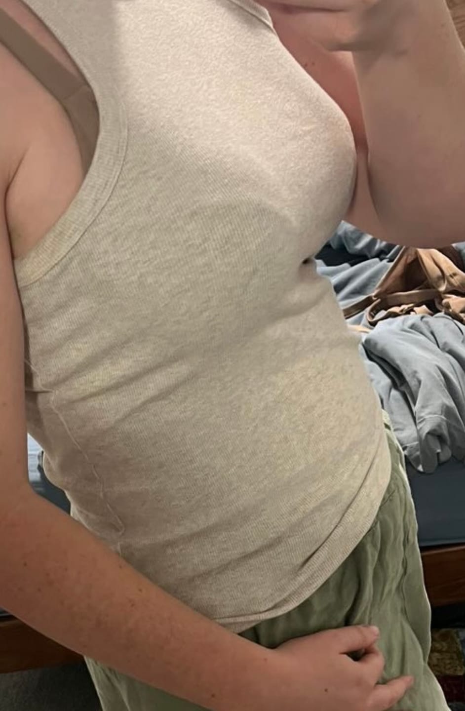 Customer photo review of BUSTY BASICS PLUNGE BRA - TOFFEE