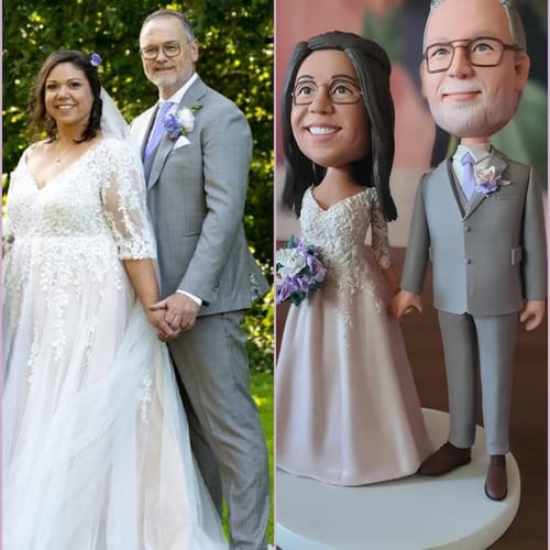 Customer photo review of Wedding With White Suit Custom Bobblehead