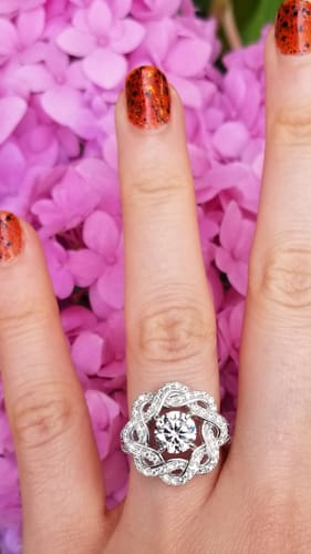 Customer photo review of Flower Woven CZ Split Shank Ring in Sterling Silver