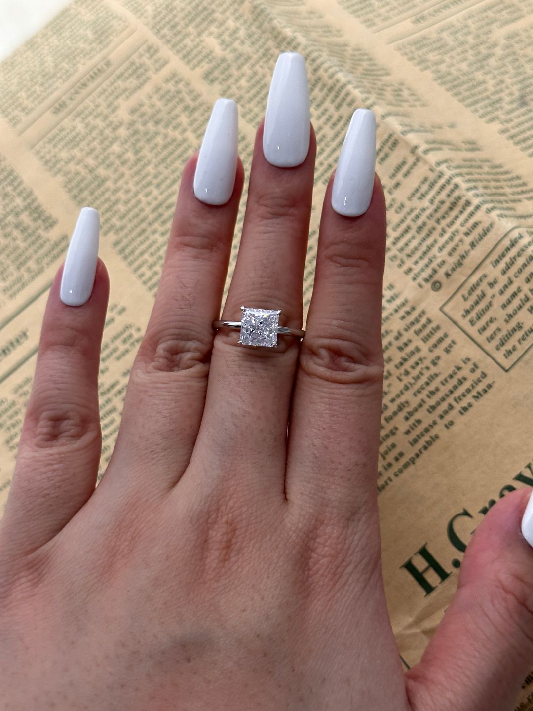 Customer photo review of Louily Square Princess Cut Engagement Ring for Women In Sterling Silver