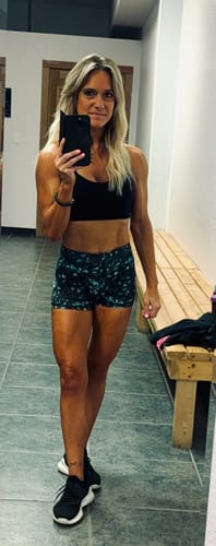 Customer photo review of Salty Savage Ladies Mid Rise Booty Scrunch Training Shorts | Wet Suit Performance | Rad & Sad Hawaiian Print