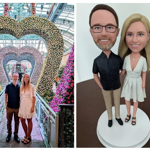 Customer photo review of Fully Customizable 2 person Custom Bobblehead