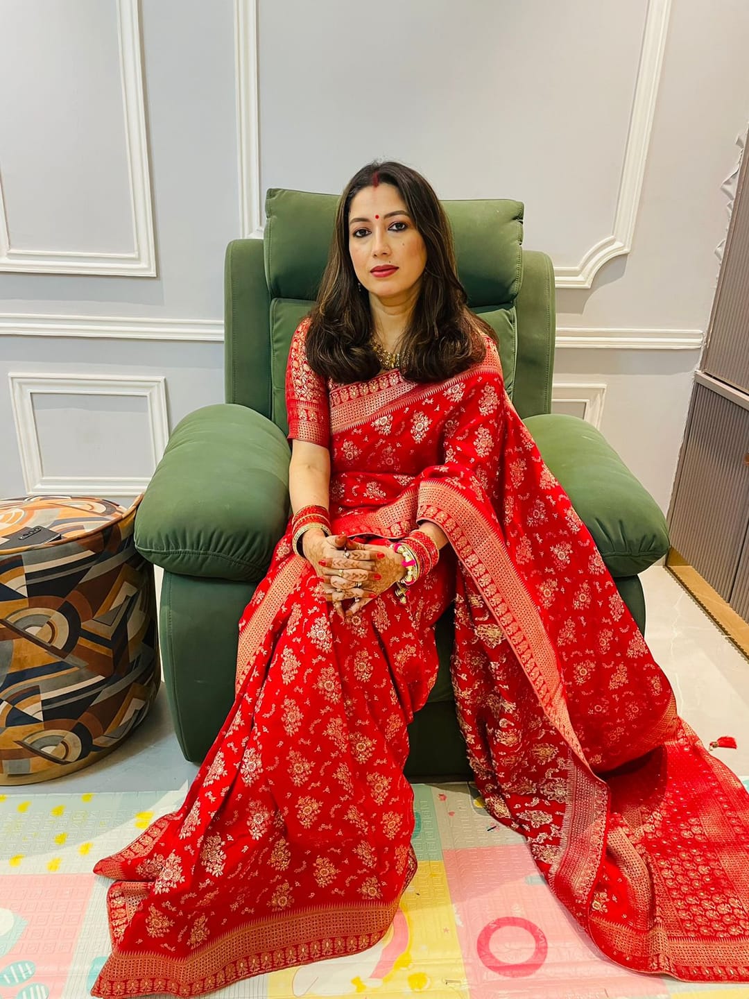 Customer photo review of Scarlet Red Banarasi Uppada Silk Saree
