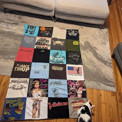 T-shirt quilt with music, concerts themes by crystal from GA