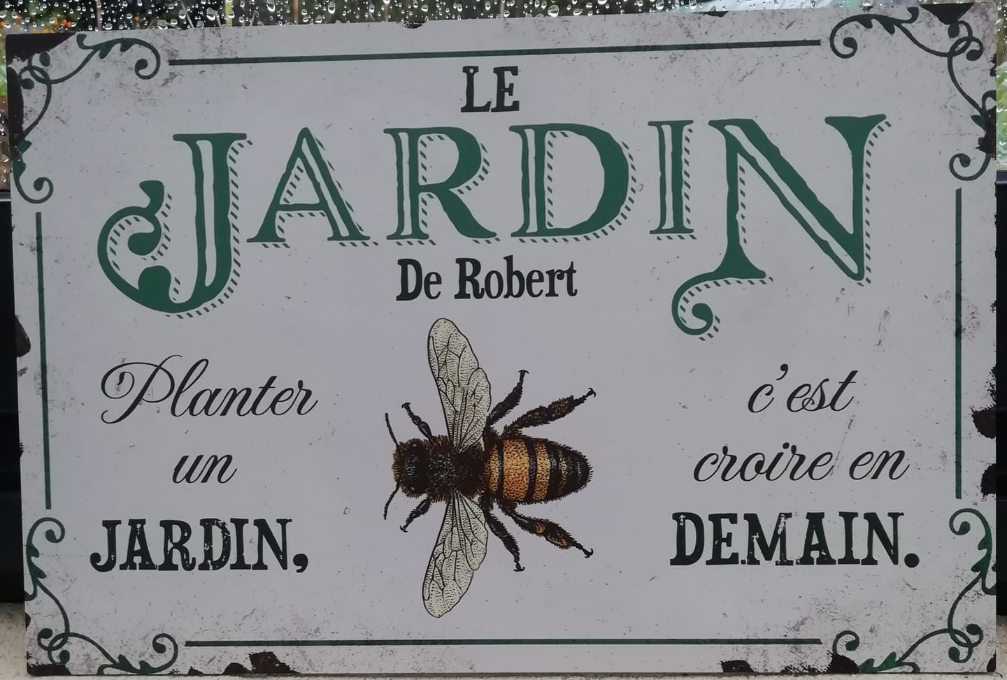 Customer photo review of Joie dans le jardin - Plaque de porte personnalisée