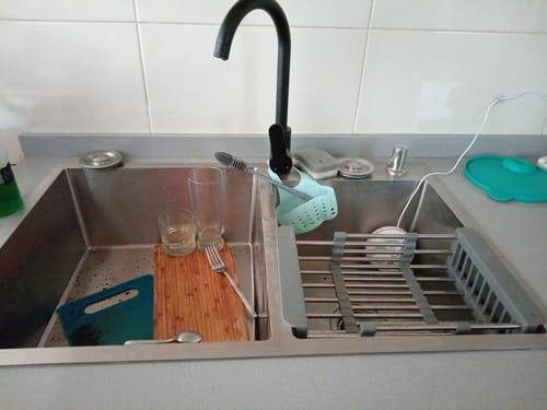 Customer photo review of Fregadero Tarja Acero Inox 2 Tinas Anti-ruido + Escurridor