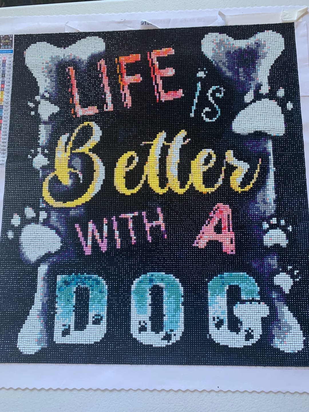 Customer photo review of New Life is Better with a Dog - Premium Diamond Painting Kit