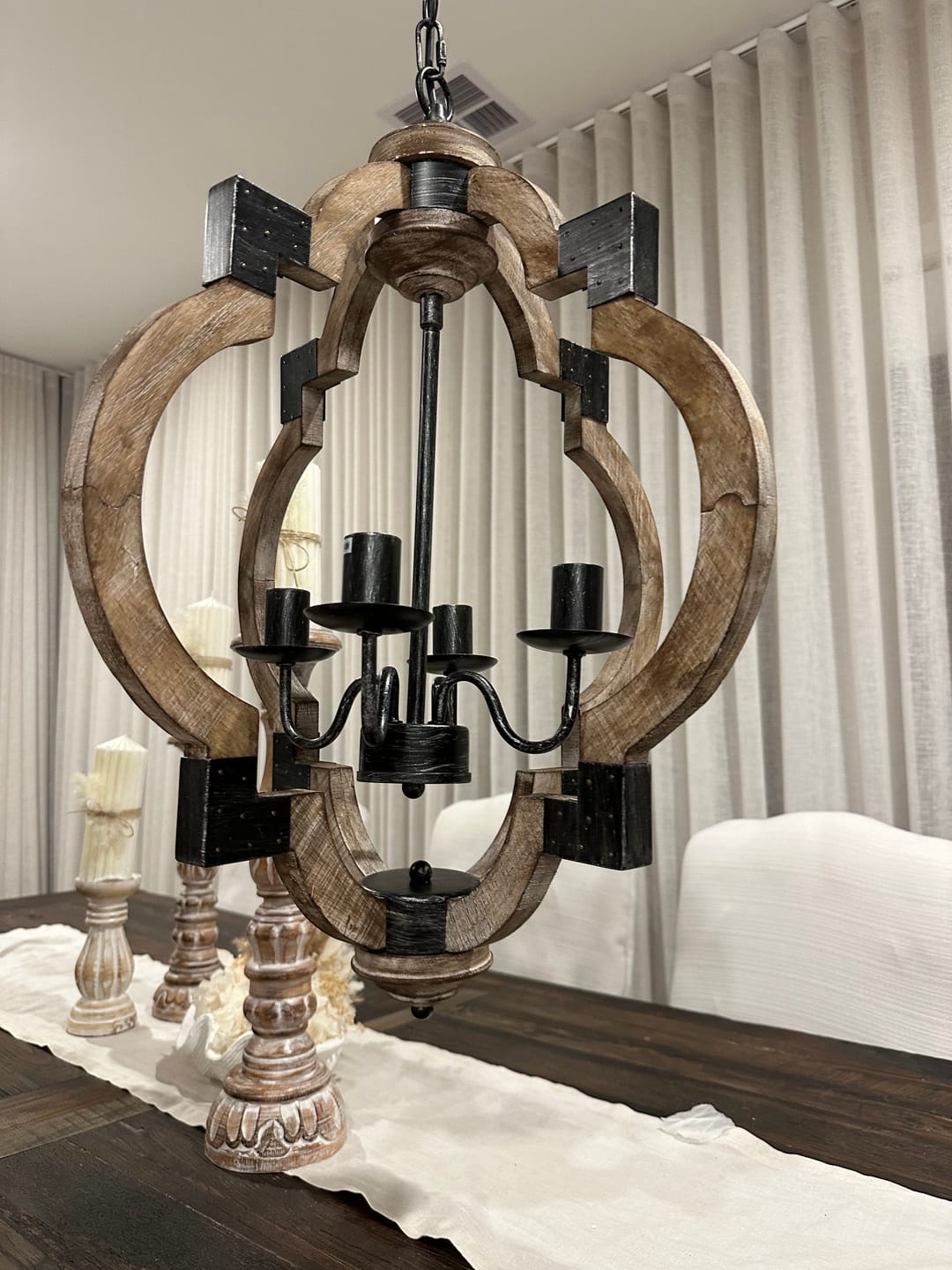 Customer photo review of 4-Light Round Lantern Globe Pendant Light