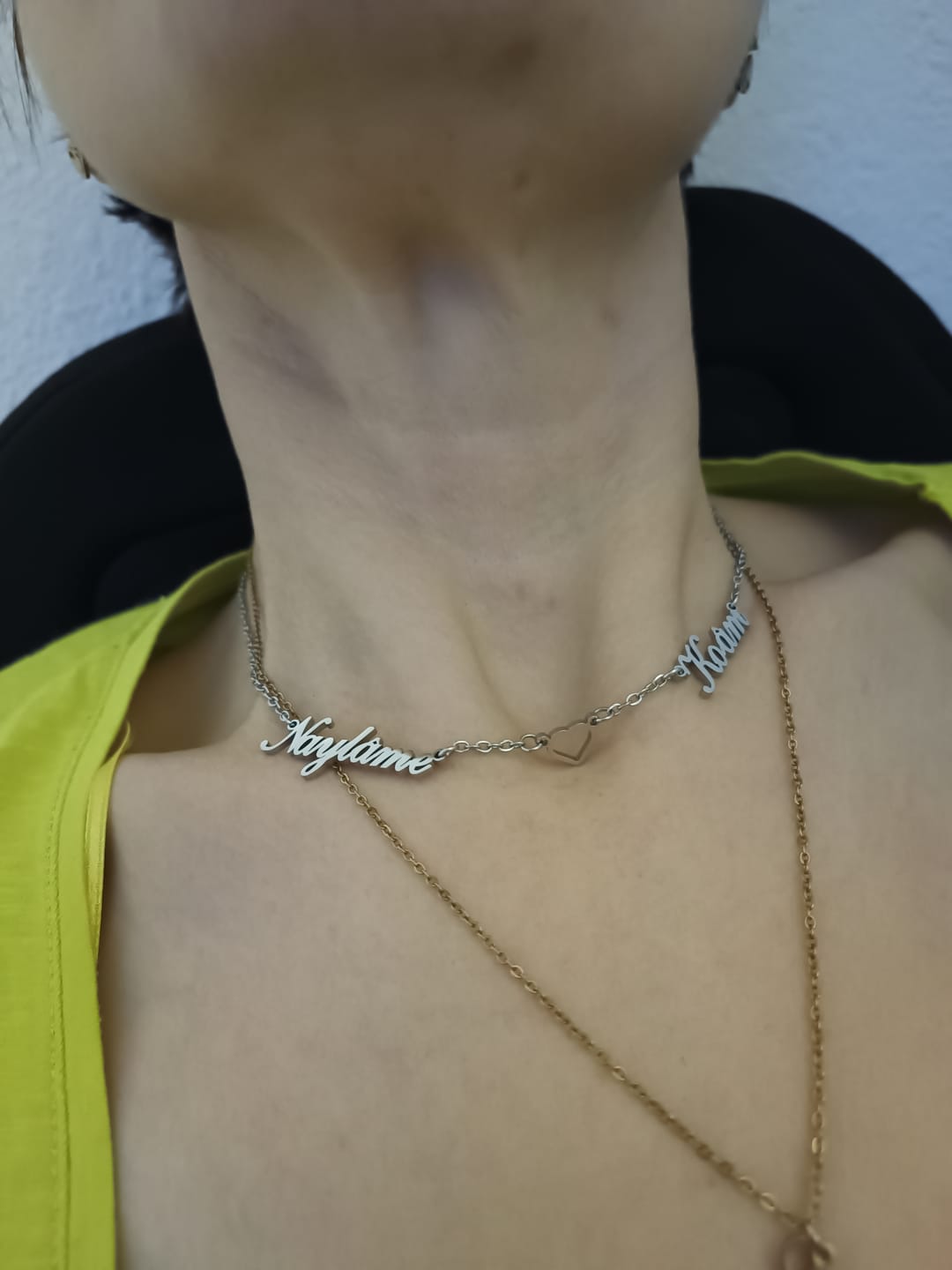 Customer photo review of Collier Coeur & Prénoms Sautoir Personnalisé