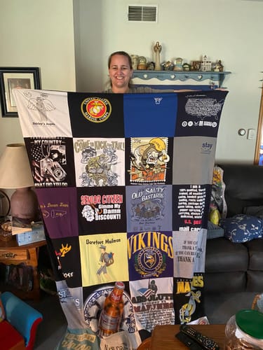 T-shirt quilt featuring vikings by Darlene from PA
