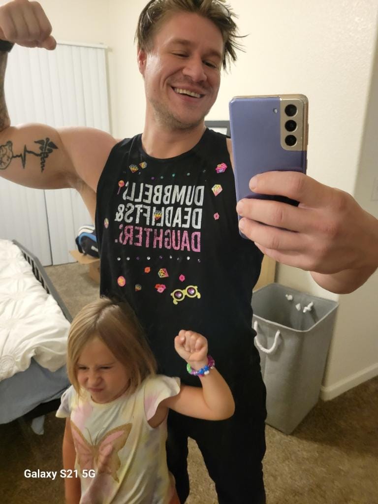 Customer photo review of Dumbbells Deadlifts & Daughters Shirt
