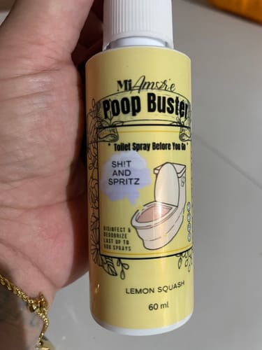 Customer photo review of Mi Amore POOP BUSTER! Toilet Spray, Odor Eliminator, POOP spray before yo go!