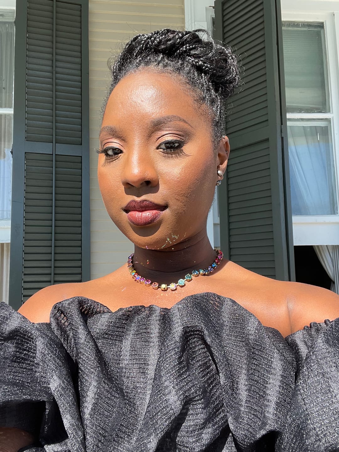 Customer photo review of Arista Slider Necklace in Cosmic Ombré