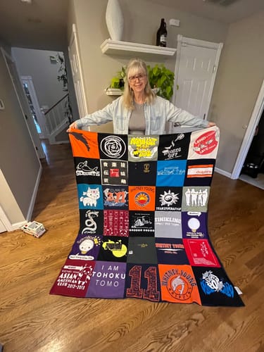 T-shirt quilt featuring golf team, cheerleading team by Dana from WA