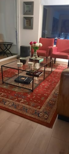 Customer photo review of Mesa de centro Rectangular 120 NEGRA dos niveles GLASS