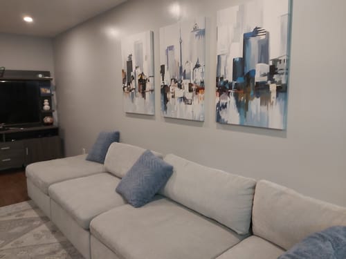 Customer photo review of 'Abstract Toronto' Wrapped Canvas Set of 3 (33" x 21")