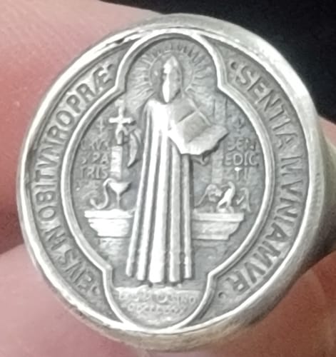 Customer photo review of St. Benedict Men’s Christian Religious 925 Silver Ring
